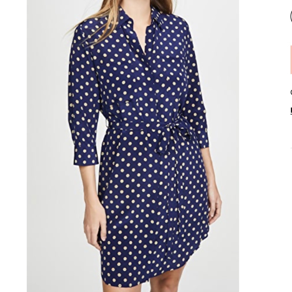 L'AGENCE Stella Silk ShirtDress in Blue Navy M